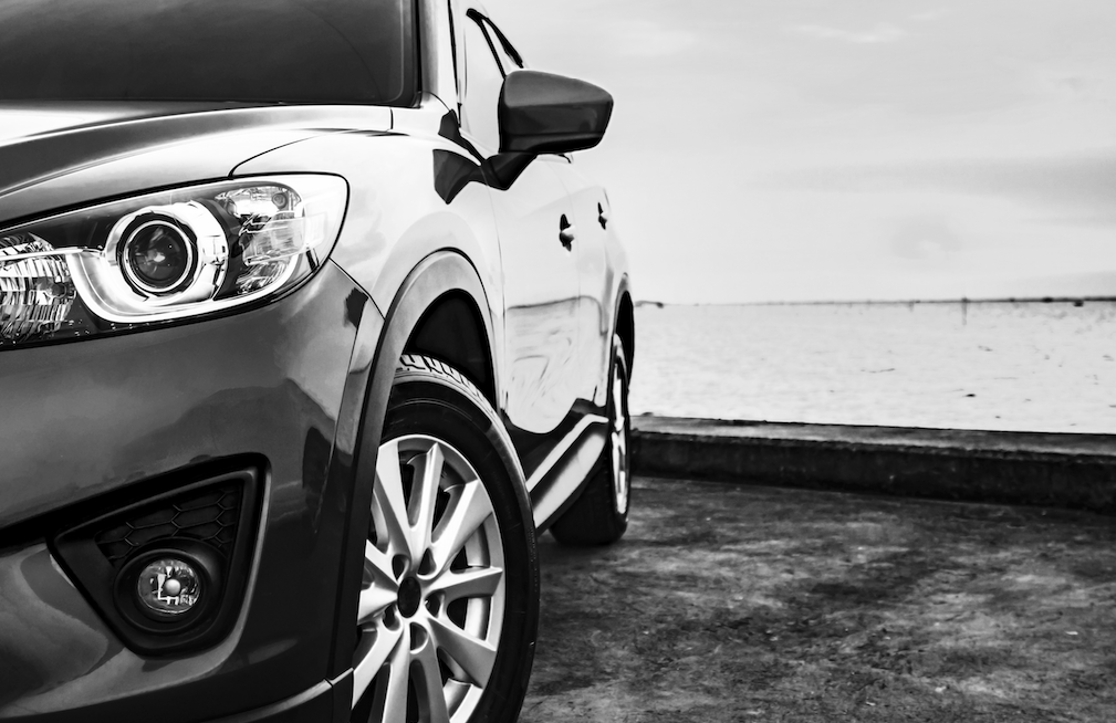 Black and White Image of a Car