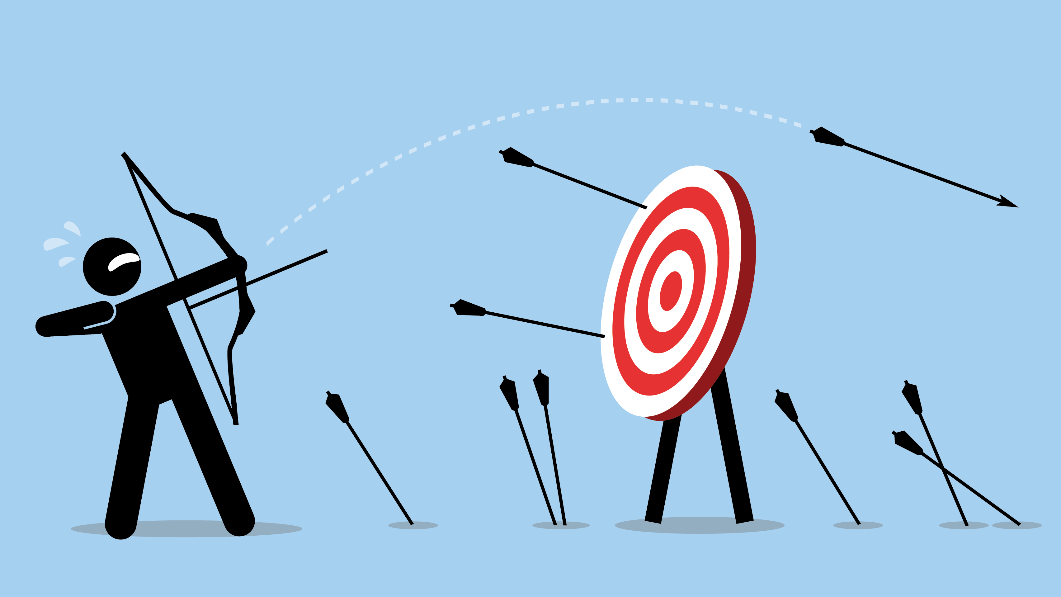 Illustration of Man Shooting Arrows at a Target