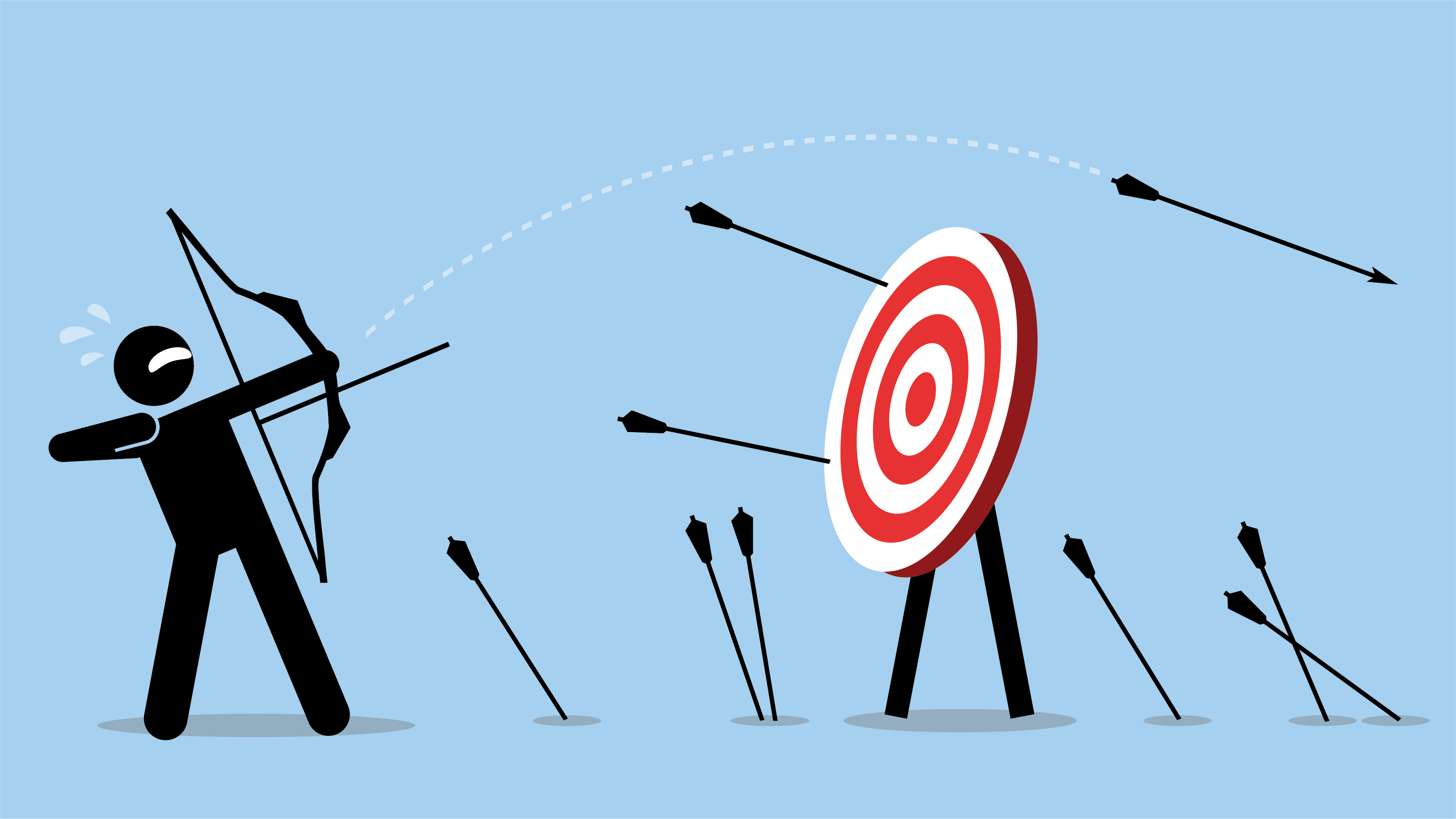Targeting_716973469-Background-Web Illustration of Man Shooting Arrows at a Target